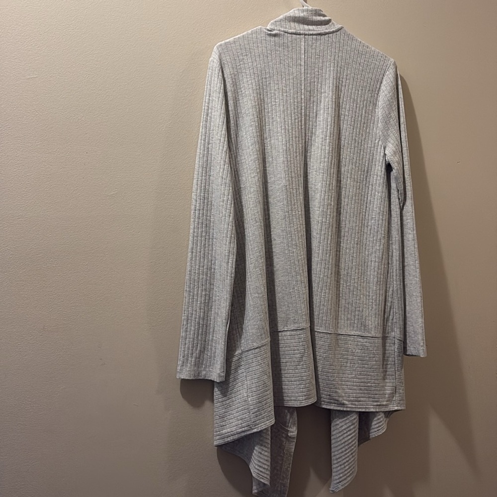 Lands' End Gray open Cardigan Sweater Lightweight Knit - size medium - ribbed - Picture 5 of 5